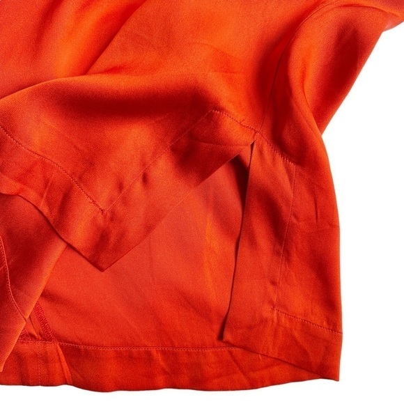 VINCE Silk Keyhole Button Back Blouse Top Size XS in Orange - Picture 10 of 14